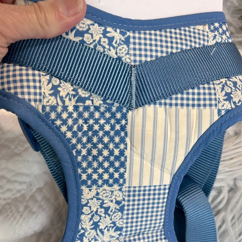 Boots & Barkley Blue Floral Checks Stripes Dog Harness